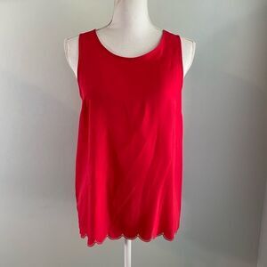 Kensie Red Scalloped Hem Tank